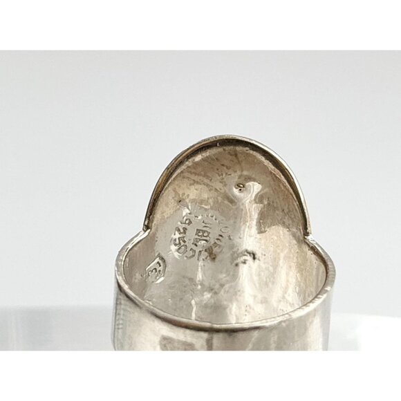 RARE Taxco Mexico Made Monkey Abalone 925 Sterling Silver Vintage Ring - sz 8 - Picture 7 of 14